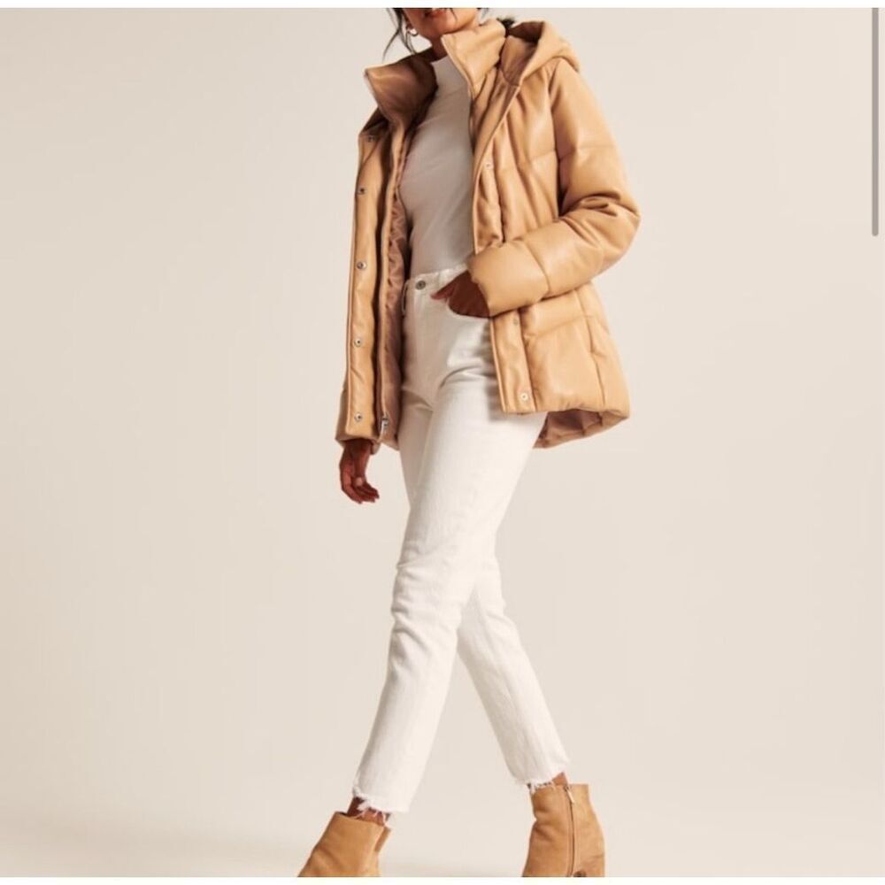 Abercrombie & Fitch Vegan Leather Puffer Coat Size S - Picture 4 of 10